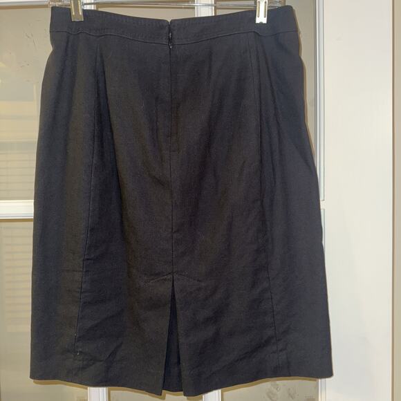 Talbots Midi Skirt Women's 4 Black Linen Blend Career Pencil - Picture 3 of 6